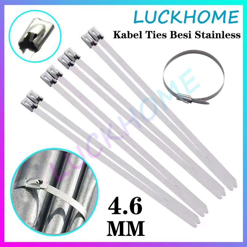 50 Buah/Tas Kabel Ties Besi Stainless Knalpot Motor Mobil Anti Karat Klem Selang Tali Pengikat Knalp