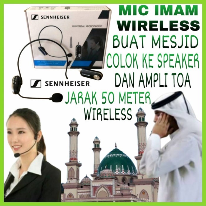 Mic Wireless Headset Sennheiser SM-001 Buat Imam Mesjid Ceramah Dll