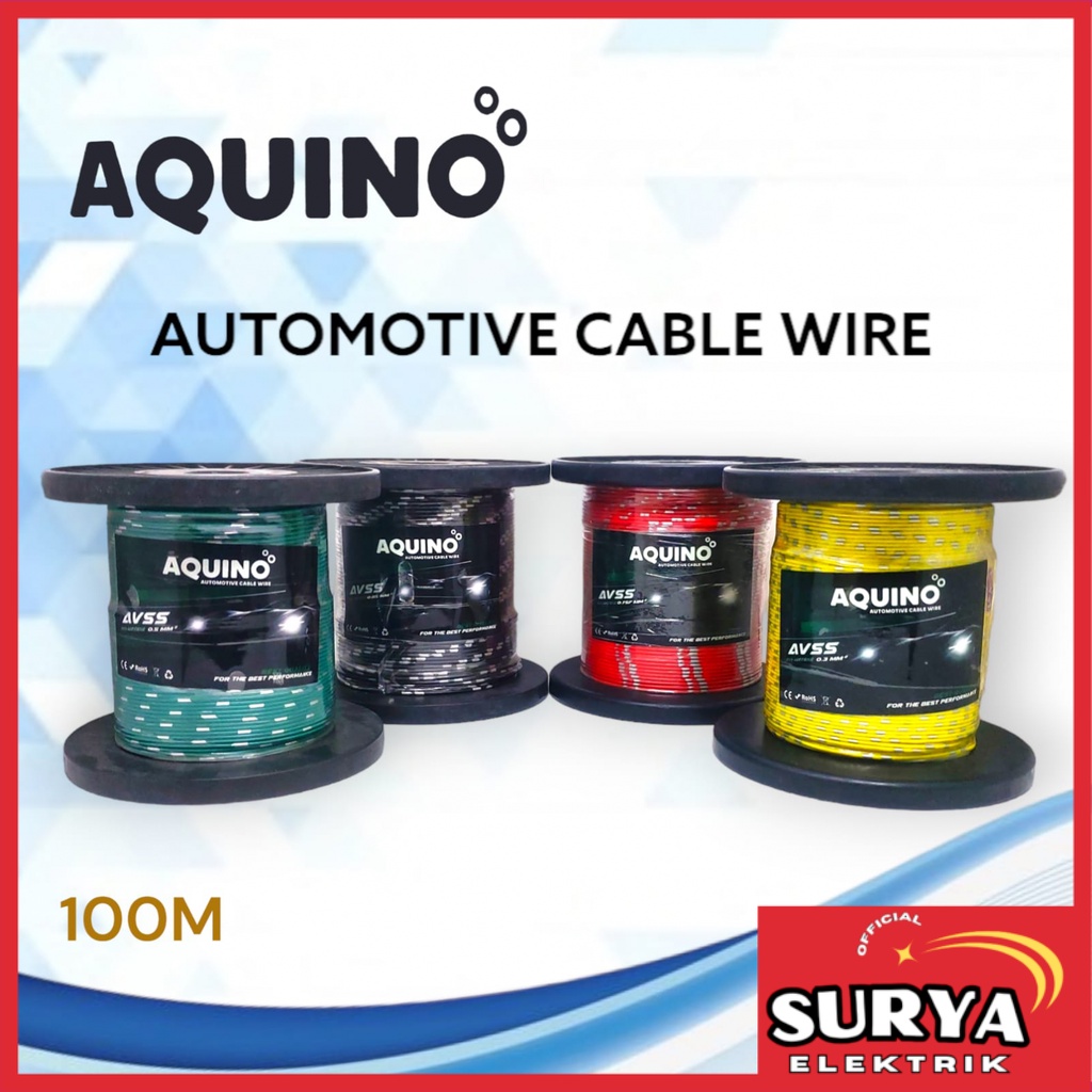 Kabel Bintik Otomotif AQUINO 100 Meter Tunggal Serabut Anti Bakar 0.3mm 0.5mm 0.75mm 0.85mm