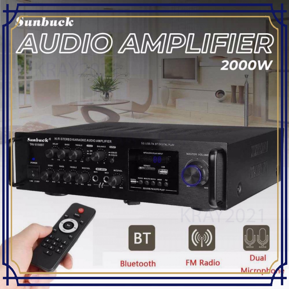 Bluetooth EQ Audio Amplifier Home Theater FM 2000W -AV768