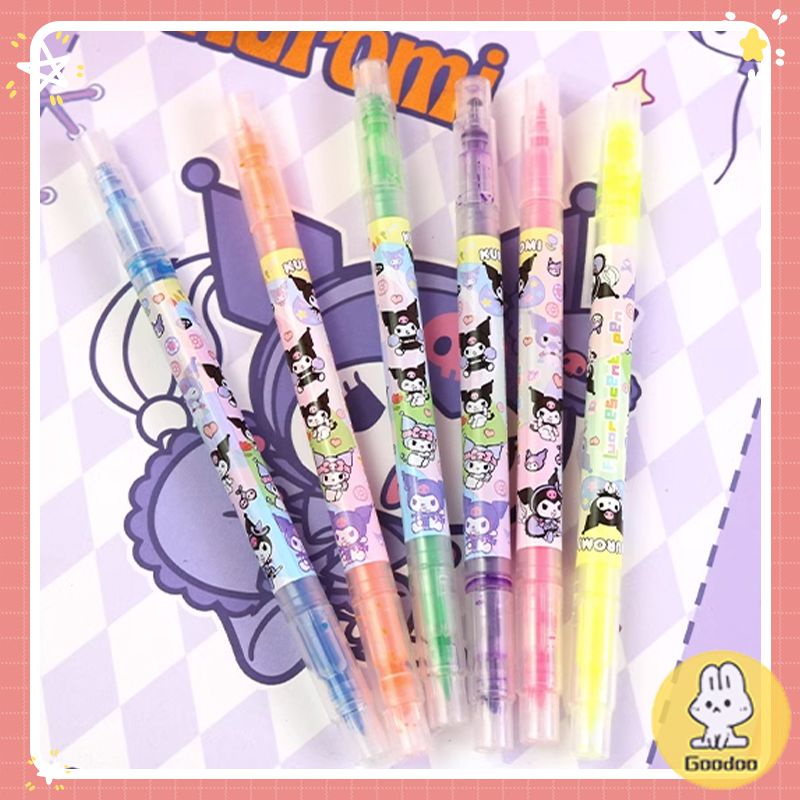 

Desain ujung ganda stabilo lucu alat tulis kantor siswa pena doodle Sanrio doodle-GOO