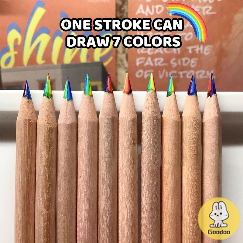 

Pensil Pelangi Inti Multi Warna Pensil Warna Gradien Alat Tulis Pensil Kreatif-GOO