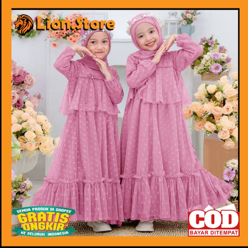Gamis emi kids 3-15 tahun / gamis anak perempuan / gamis anak tile onde / gaun anak pesta / gaun ana