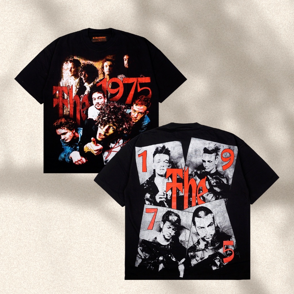 【COD】KKONTENER THE1975 OVERSIZE TSHIRT BLACKBlack and white print fashion T-shirt