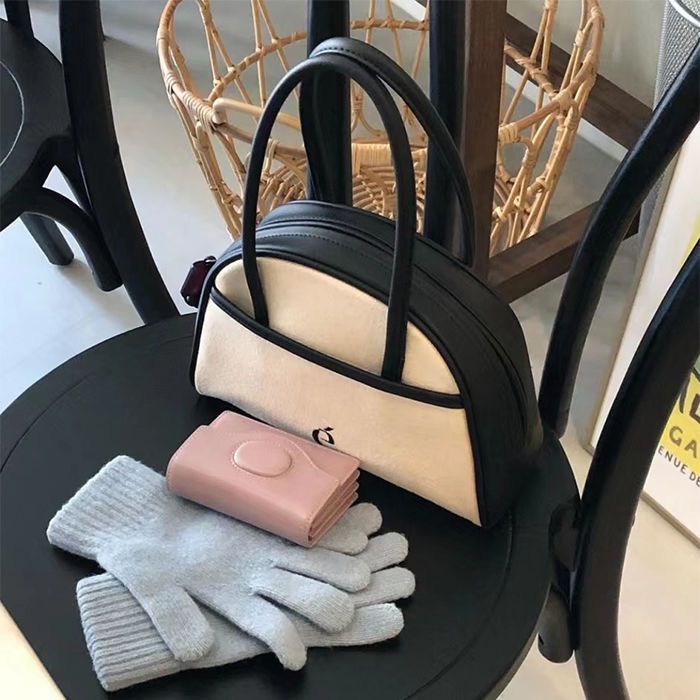 [ COD ] Aroana BagTas bahu serbaguna kanvas warna kontras desain Korea tas tangan setengah lingkaran