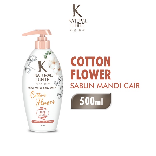 K Natural White Sabun Mandi Cair Cotton Flower Botol 500 ml x3 - Gambar 2