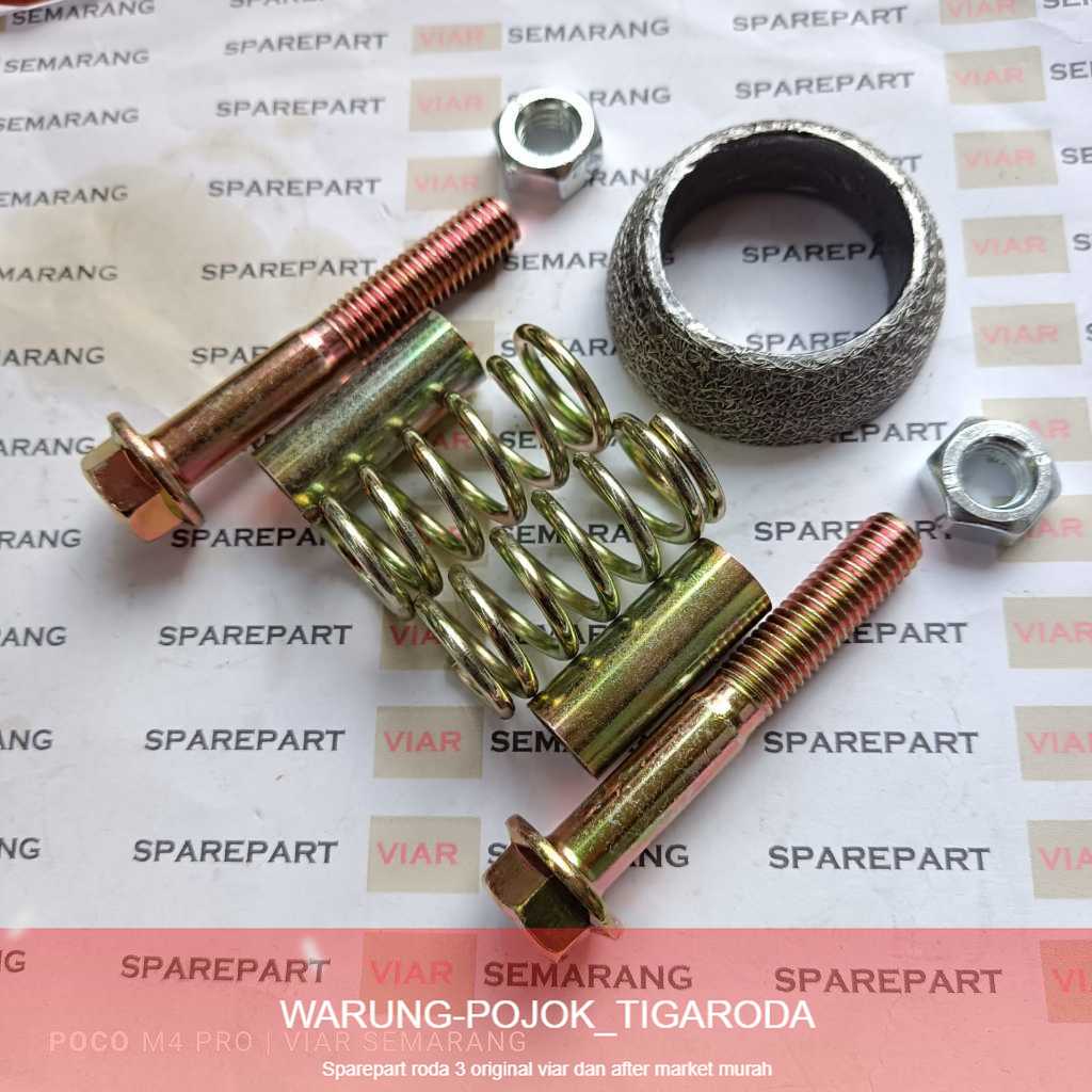 Baut knalpot tengah (bawah) Viar + Gasket sambungan knalpot set per mur baut knalpot viar