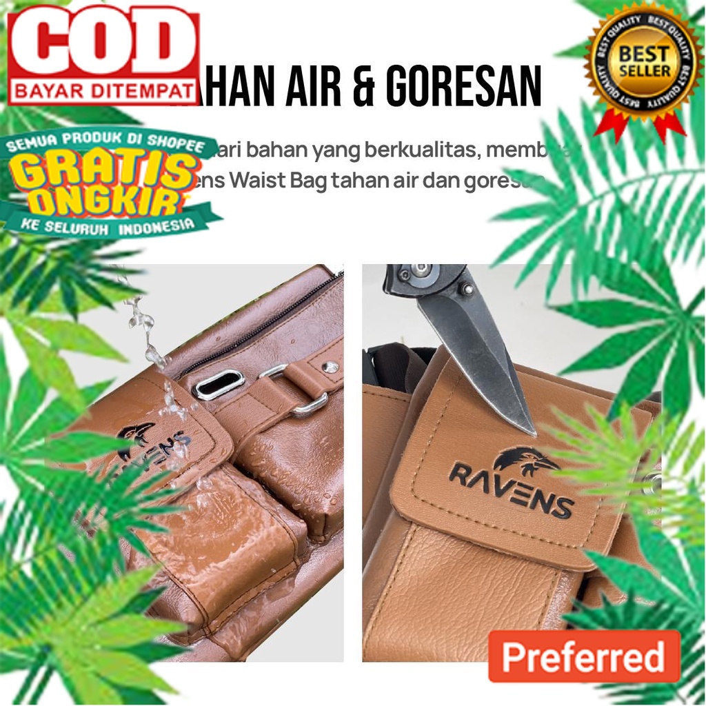 Ravens Bag Official - RVNS Egsy | Waistbag Kulit Banyak Penyimpanan Free Dompet// HAND BAG / TAS TAN