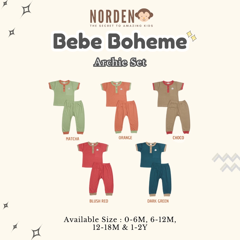 [ND] Bebe Boheme Archie Set / Setelan Pendek Panjang / Set Baju Polos