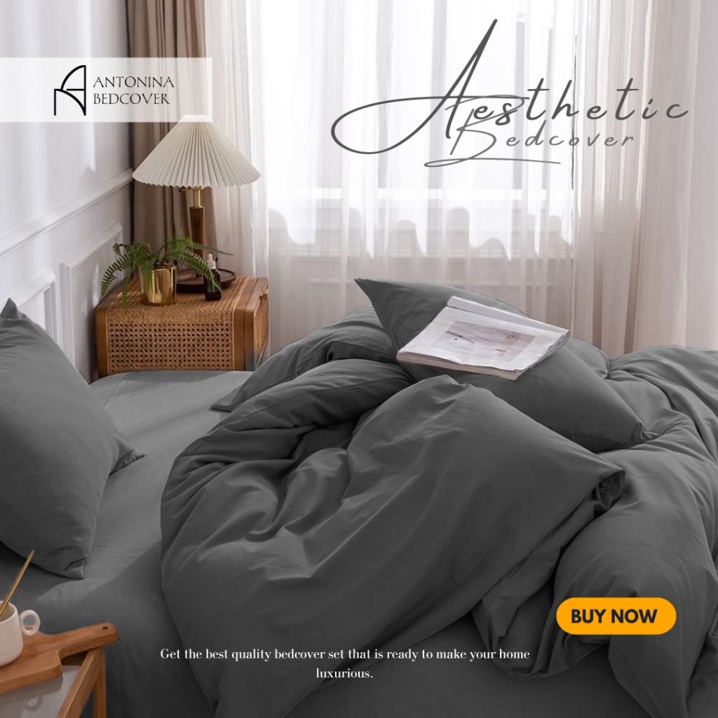 Bed Cover Set Polos Kain Katun Premium Satu Set Selimut Bedcover Sprei Sarung Bantal dan Guling ukur