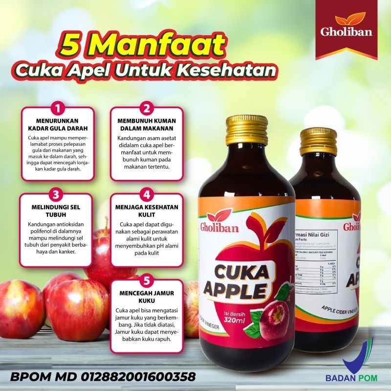 

Cuka Apel GHOLIBAN Apple Cider Vinegar Original Mengatasi Gangguan Pencernaan/Asam Lambung/Diet 320 ml