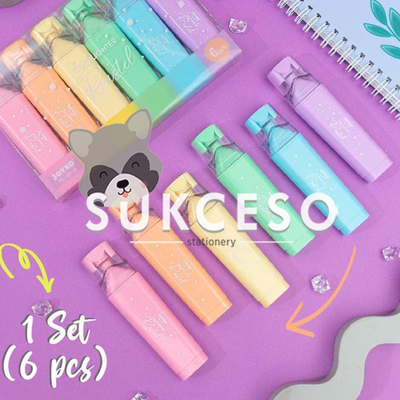 

Joyko Penanda Highlighter Warna Pastel HL-85-6 1 Set isi 6 pcs