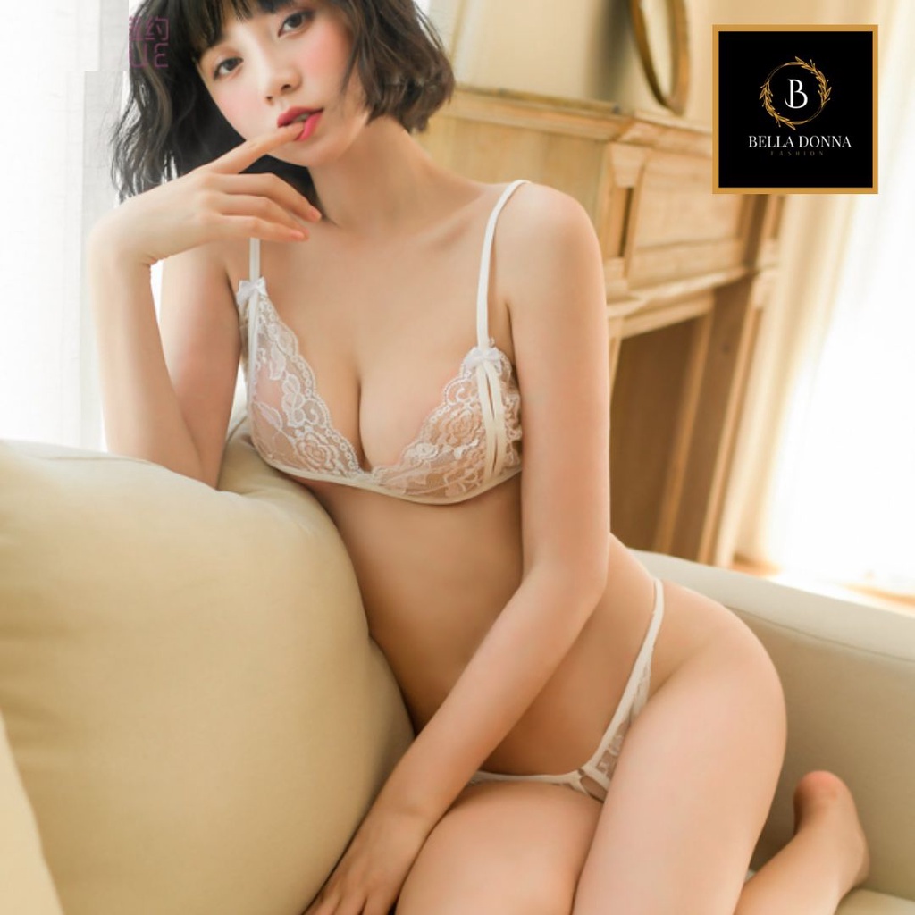belladonna_id 1 Lingerie Sexy Pakaian Dalam Lingerie BRACD-01 Wanita Dewasa Sexy anggun termurah set pakaian dalam Set Bra dan G-String Transparant Pita Bunga-2