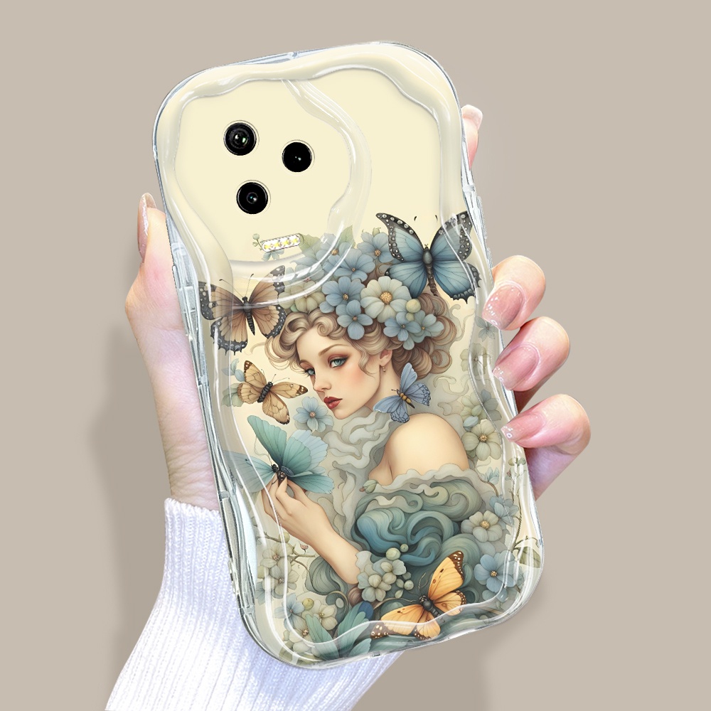 Infinix Note 12 Pro 2023 Untuk Hp Casing Cream Phone Case Handphone Soft Cover Queen Butterfly Kesing Cassing