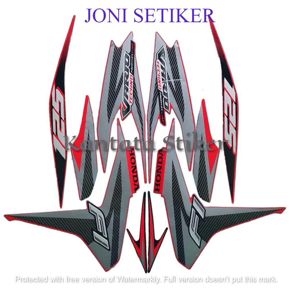Stiker Striping Lis Body Motor Honda Vario Techno 125 FI 2013 Merah Standar Full Set