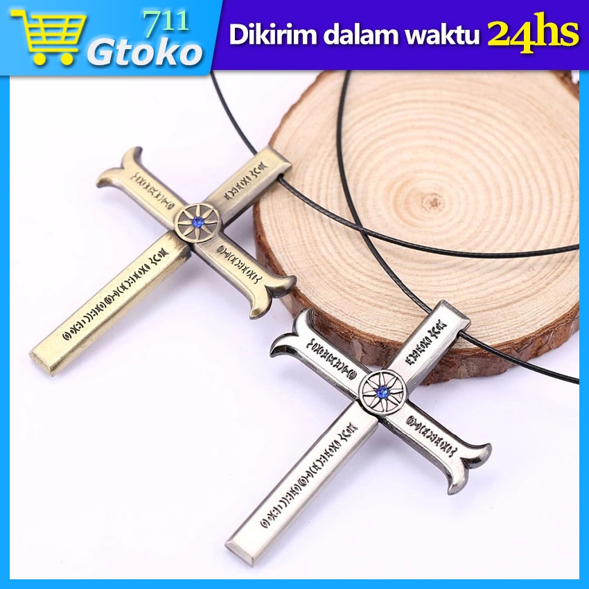Kalung Salib Anime One Piece Taka No Me Dracule Mihawk Cosplay Kalung Vintage Pria Wanita Anti Karat