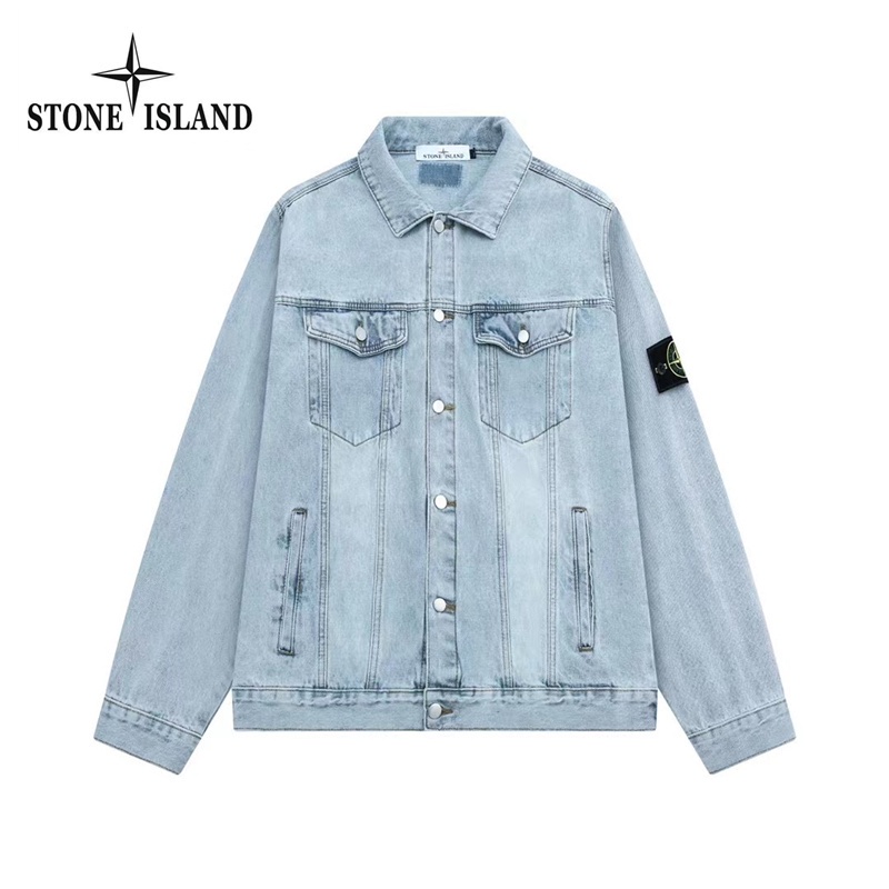 Ramadhan Sale Stone island Embroidered Logo Stone Island Original Denim Jacket Couple Jacket Outdoor