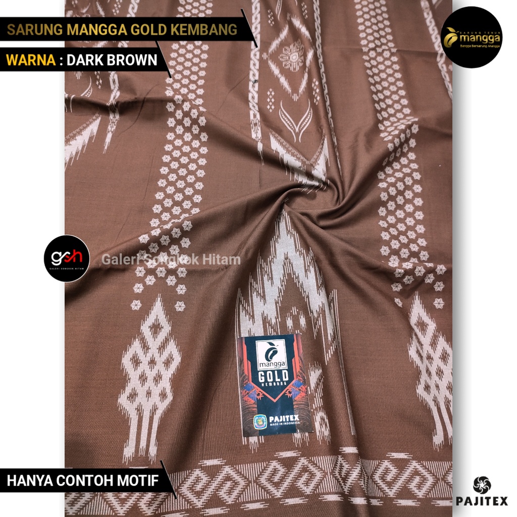 Sarung Mangga Gold Kembang DARK BROWN Sarung Dewasa Motif Kembang Sarung Pria Cap Mangga