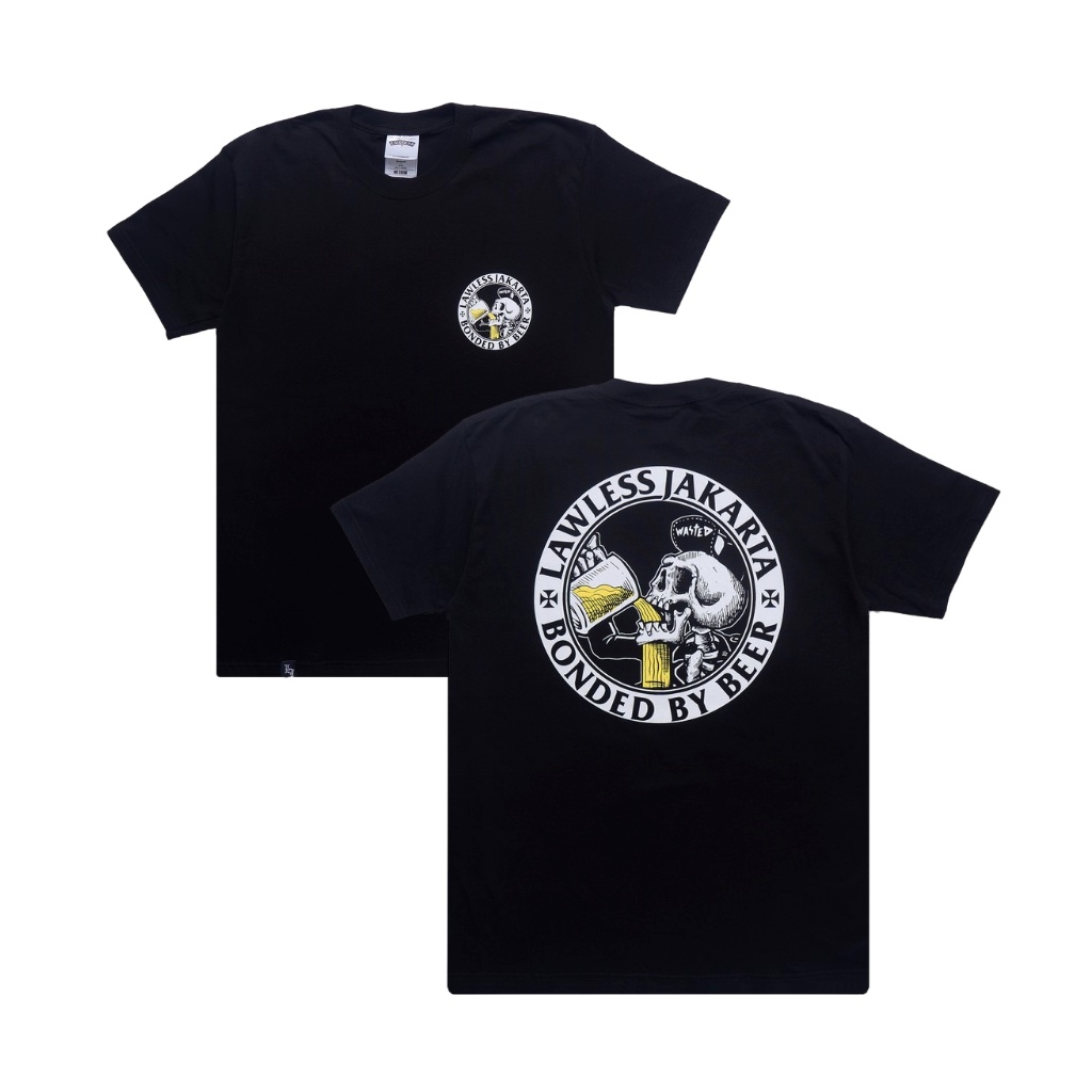 【COD】Lawless - Bonded By Beer Tshirt - Black Tidur pendek Fashion Hardworking T shirt TOP kaos