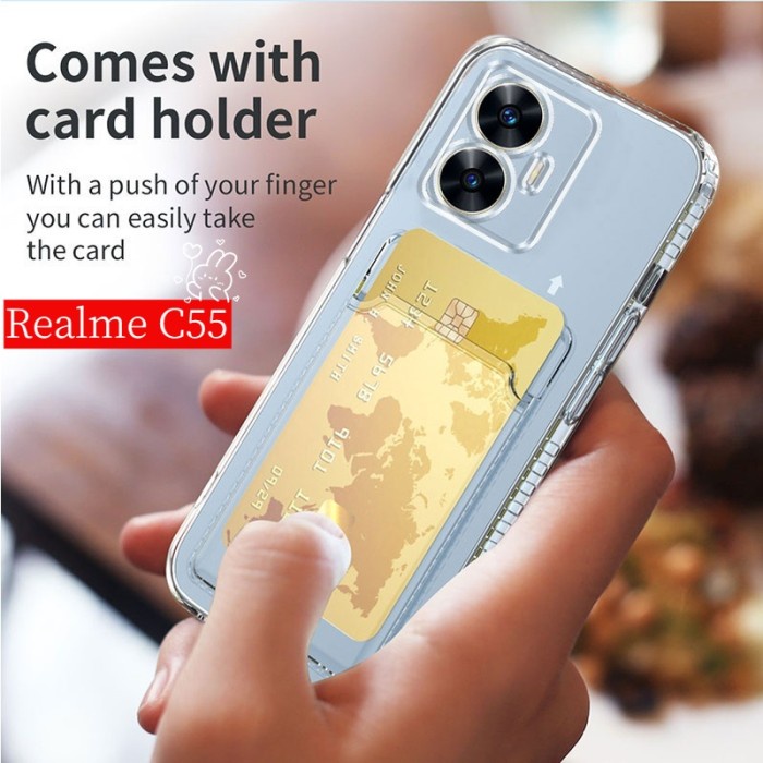Soft Case Realme C55 Clear Transparant with Wallet Card Casing