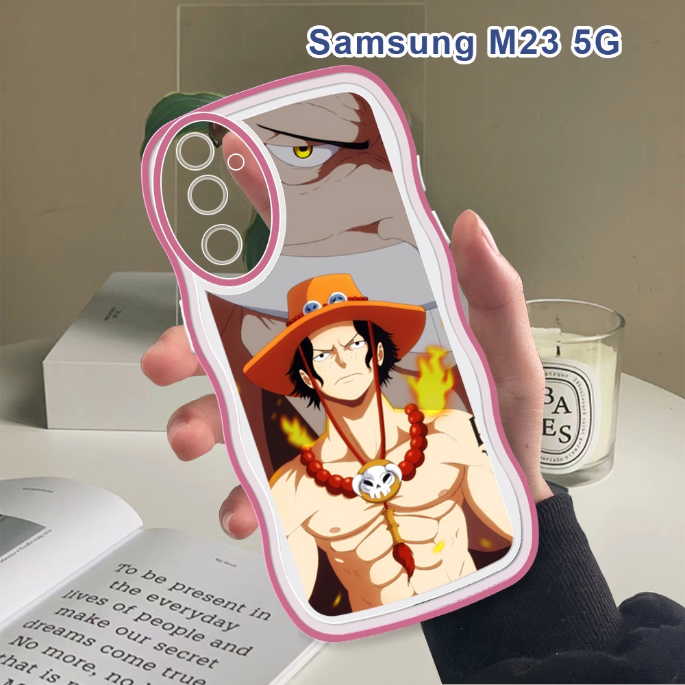 (Wave Case) Untuk Samsung Galaxy M23 M33 M14 5G M62 F62 M22 M12 Casing Cartoon One Piece Cover Shock