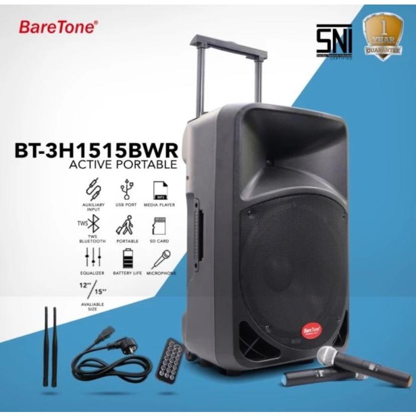 Speaker portable wireless baretone bt 3h1515bwr bwr15 baretone bt3h1515bwr