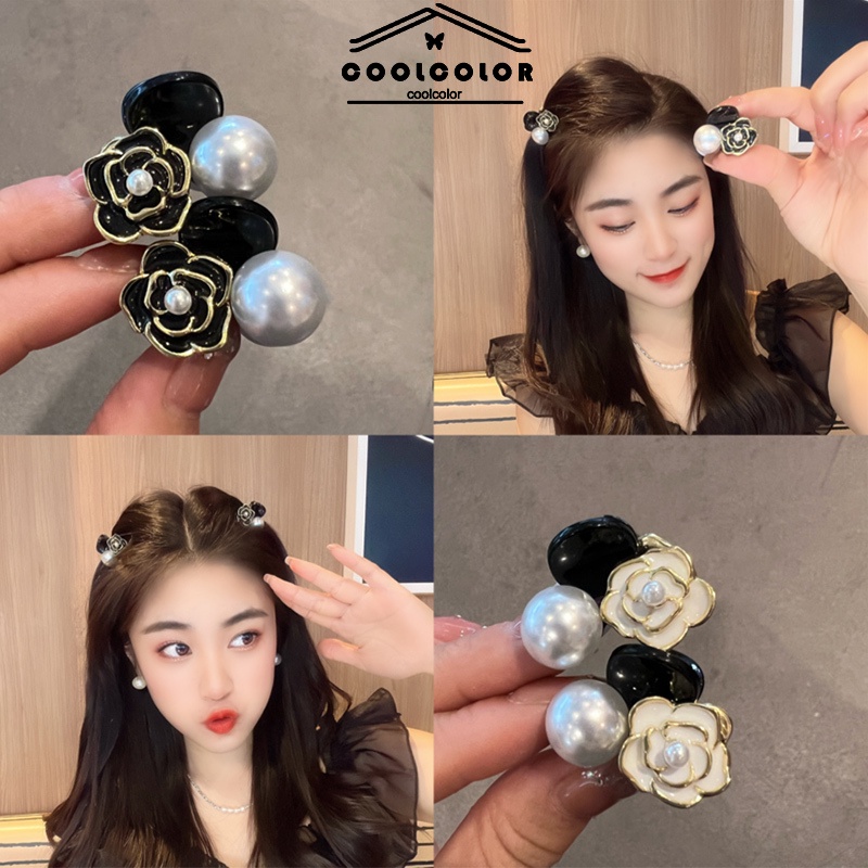COD Jepitan Poni Bunga Korea Gaya Fashion MawarJepit Rambut Mini Ukuran Kecil Hiasan Hitam French Un