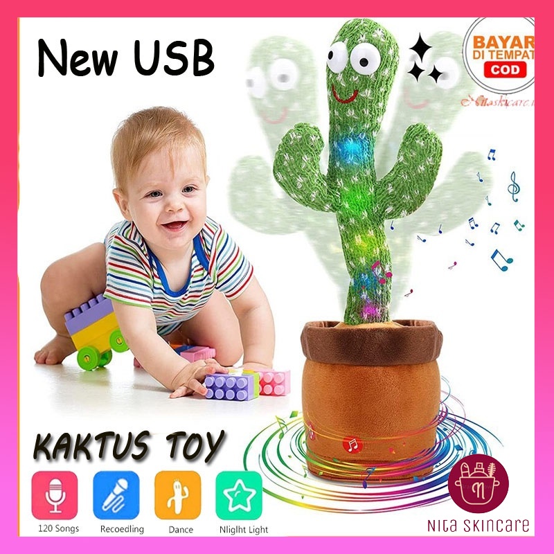 USB Cactus Toy Boneka Pintar Kaktus Joget Joged Goyang Bisa Ngomong Rekam Bicara Menari Dance Dancin