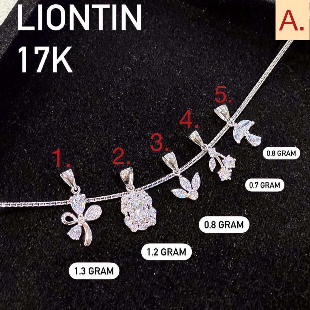 Liontin whitegold anak dan dewasa emas asli kadar 75 17k solitaire diamond look love amero mainan ka