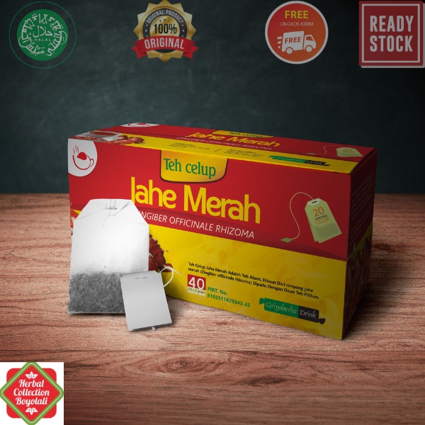 

Minuman untuk Daya Tahan Tubuh TEH JAHE MERAH Original isi 20 Kantong Teh Celup HALAL Original