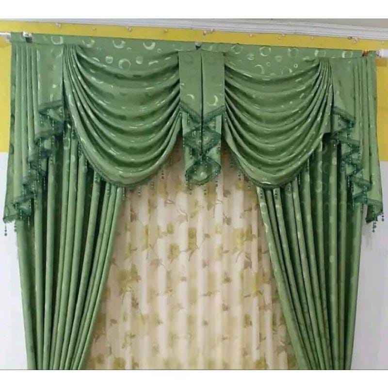 Gorden poni gelombang spanyol Gorden pintu murah tapi mewah Hordeng Pintu ruang tamu Gorden jendela