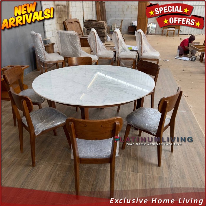 Meja Makan Marmer Kursi 6 Meja Makan Marmer Putih Bulat Meja Makan  Furniture Jepara