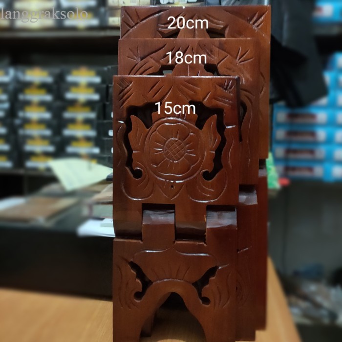 

termurah rekal kayu ukir pernis 15 cm | tatakan al qur'an