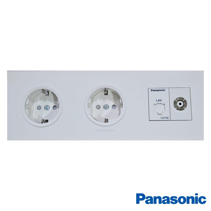 Panasonic Stop Kontak + Stop Kontak + Data CAT5 + Antena STYLE-E Putih