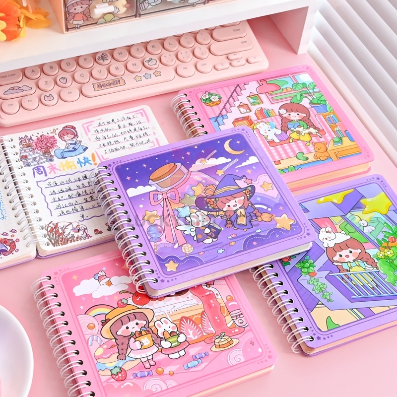 

WYNOLSHOP21 (80LBR) BUKU BINDER CUTE GIRL AESTHETIC / BUKU TULIS MATEMATIKA NOTEBOOK KARTUN JEPANG KOLEKSI BUKU