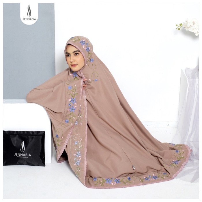 Mukena Dewasa Katun  Bordir Fathina   Jennabia - Navy