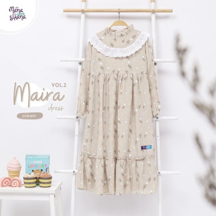 gamis anak perempuan manasikana baju busana muslim dress motif - Sage Green, M
