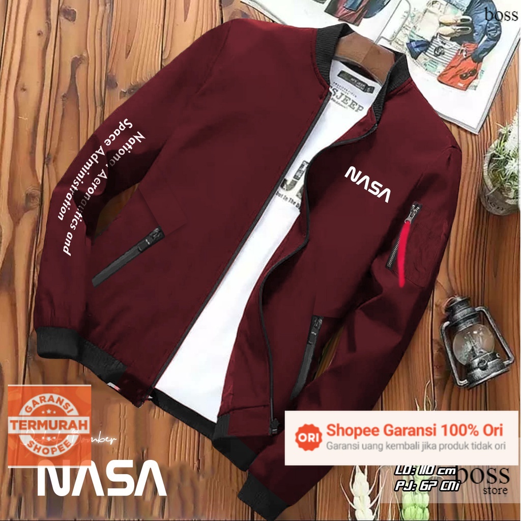 BOMBER JACKET PRIA NASA KEREN TERBARU BOLAK BALIK JAKET CUSTOM SABLON