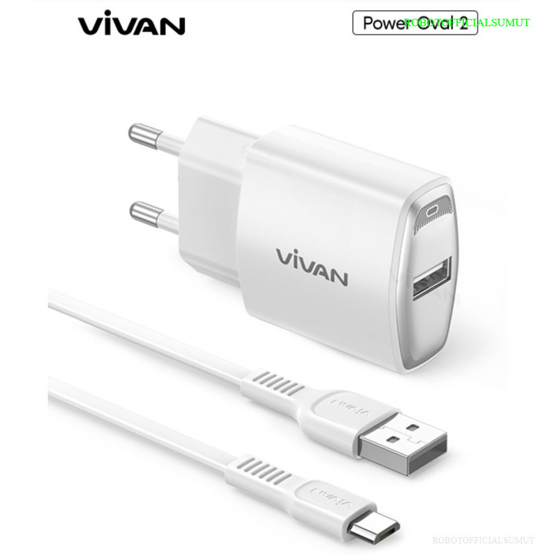 Vivan Power Oval 2/3C/3L Charger dengan Kabel Micro USB 2.1A /Type-C 3A/ Lightning 3A Original