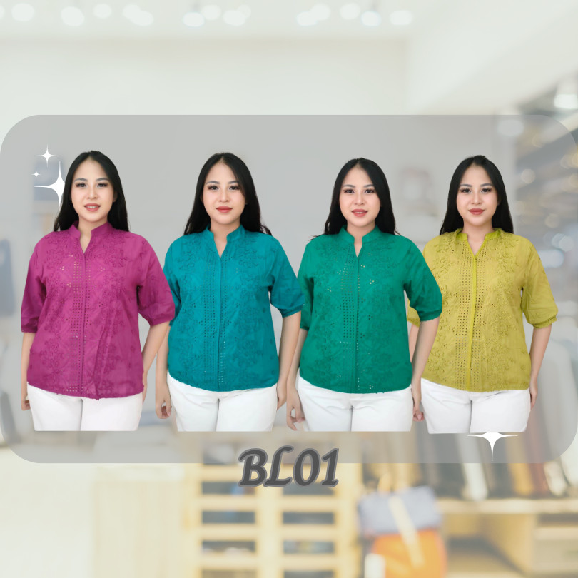 BFJ Atasan Blus Katun Bolong Import Lengan Pendek Size Jumbo XL XXL 3XL - BL01