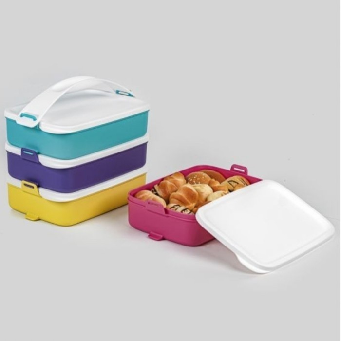 Tupperware Click To Go Round @880 ml | Rantang 4 susun | Promo - CTG Rectangular