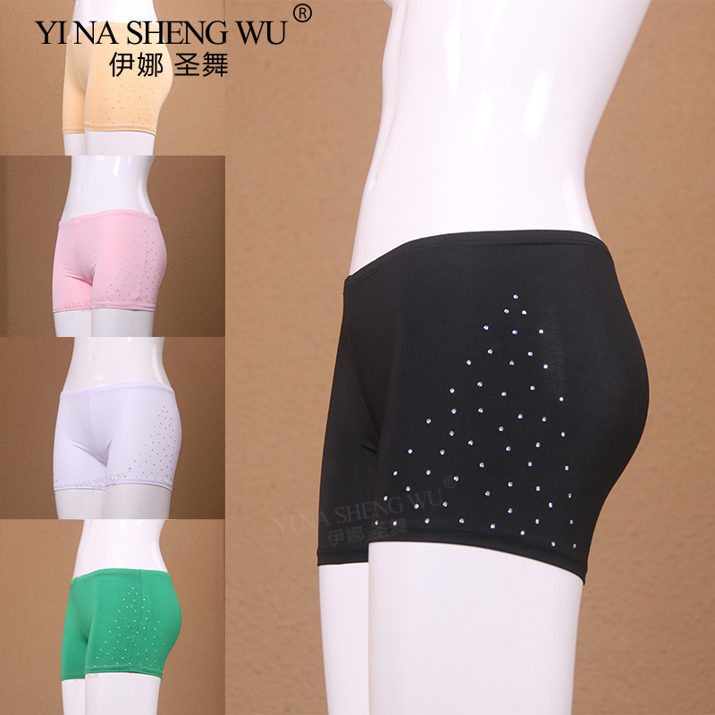 

Dance Safety Pants Women's Dance Underpants Lining Latin Belly Dance Costume Leggings New Hot Drill Tight-fitting Stretch Shorts