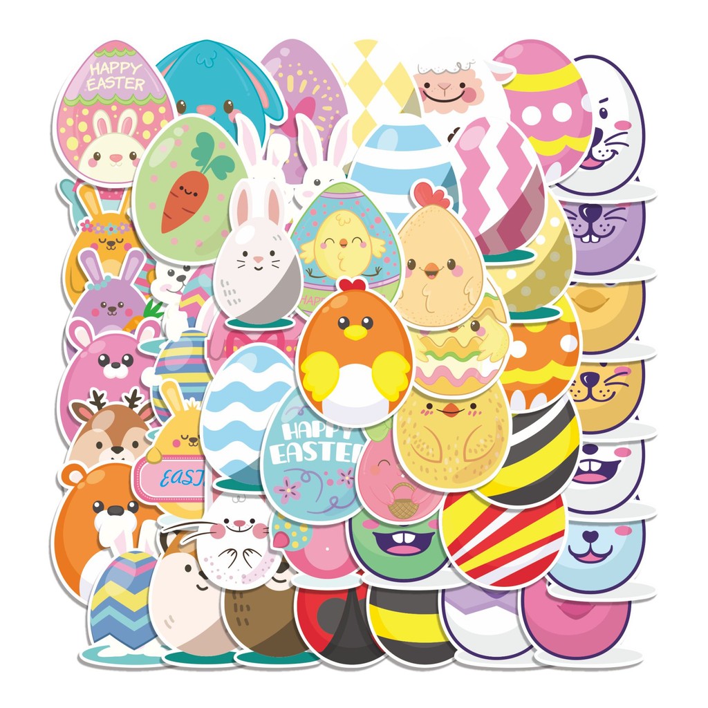 

COD 50 Pcs Stiker Easter Egg / Telur Paskah / Hari Paskah Lucu Anti Air Untuk Dekorasi Notebook Sepeda Skateboard Handphone
