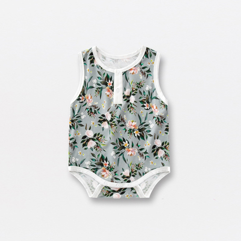 Baby Clothes Soft Baby Girls Fashion Cute Floral Floral Printed Sleeveless vest Infant Bodysuits Sum