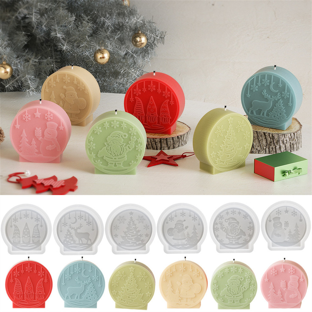 

Christmas Crystal Ball Candle Silicone Mold Handmade Christmas Tree Snowman Elk Fragrance Ornaments Aroma Plaster Molds