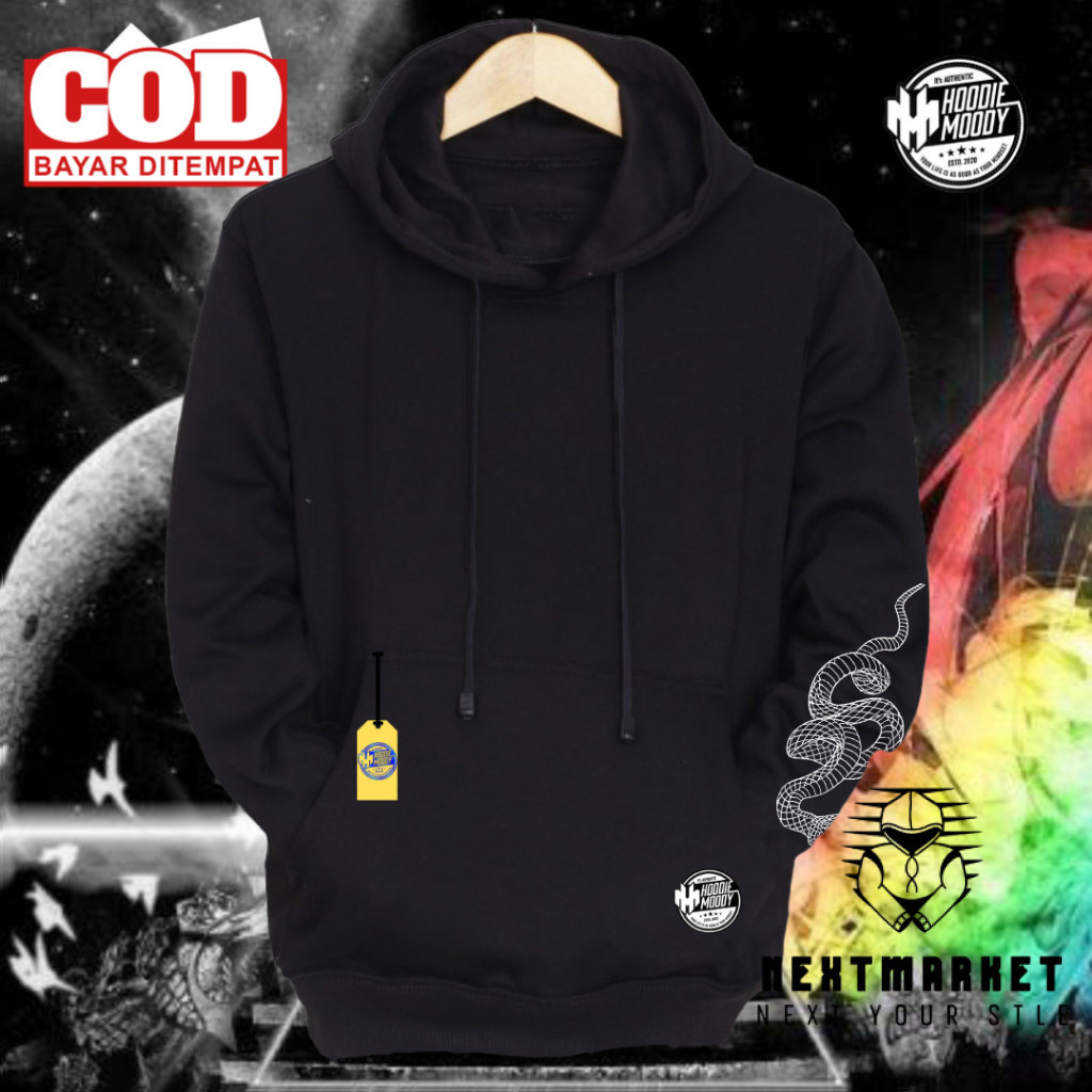 Hoodie Sweater Pria Wanita Distro Warna Hitam Hodie Murah Jaket Tebal Authentic Terbaru 2024 Keren H