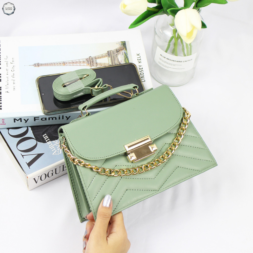 Tas Selempang Wanita Kombinasi Rantai Gold/ Tas Wanita Murah Simple MURAH