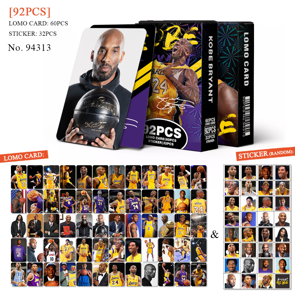 

60+32Pcs/Set Sports Star Kobe Photocard Cabeli Zidane Iverson Basketball Football Star Postcard Sticker LOMO Card Fan Collection