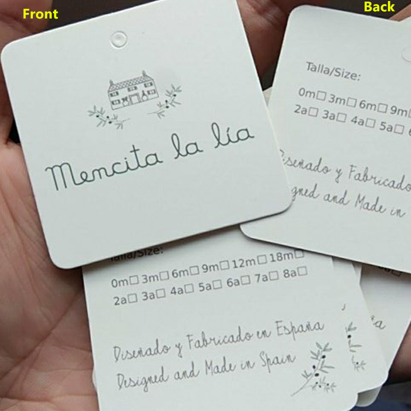 

500pcs Custom 400GSM matte laminated white coated paper tags 5.4 cm square swing tag