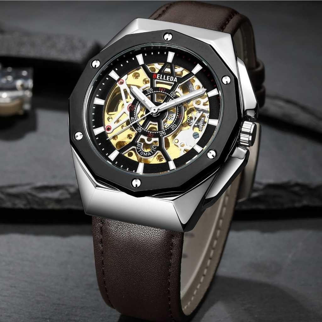 BELLEDA 9476 KULIT Jam Tangan Pria Kulit Original Anti Air Murah Analog Otomatis